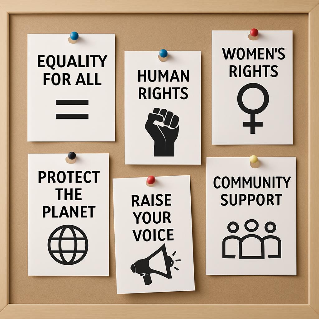 English-speaking poster with social justice cause refrains and slogans